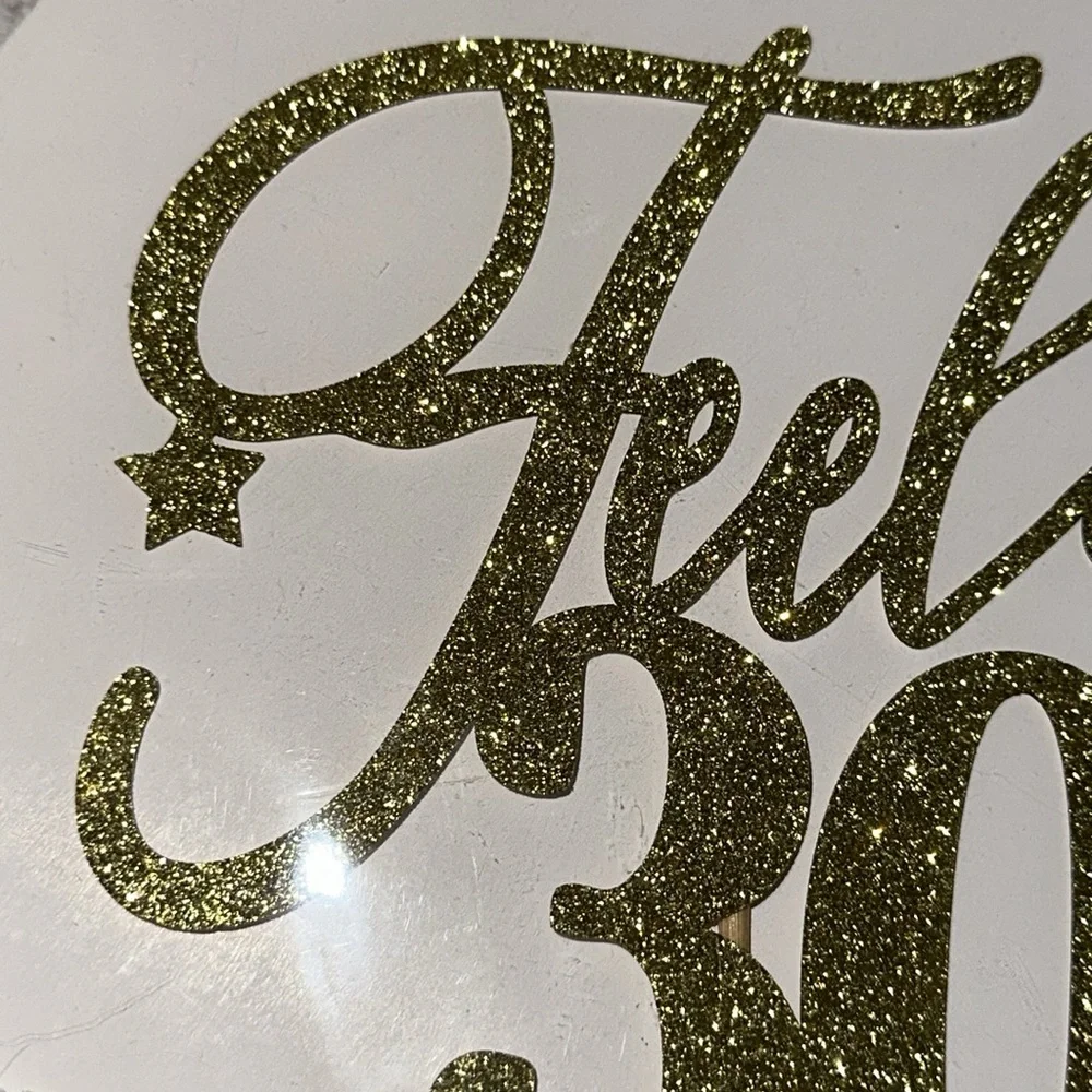 FEELING 30 CAKE TOPPER Gold Glitter Movie Star